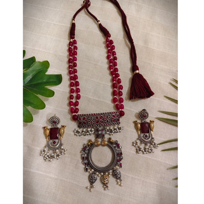 Tribal Tales Oxidized Kundan Dori Mala Necklace Set