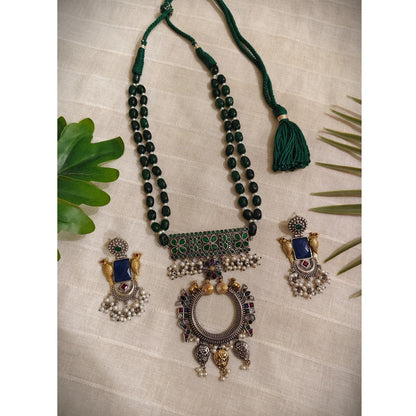 Tribal Tales Oxidized Kundan Dori Mala Necklace Set