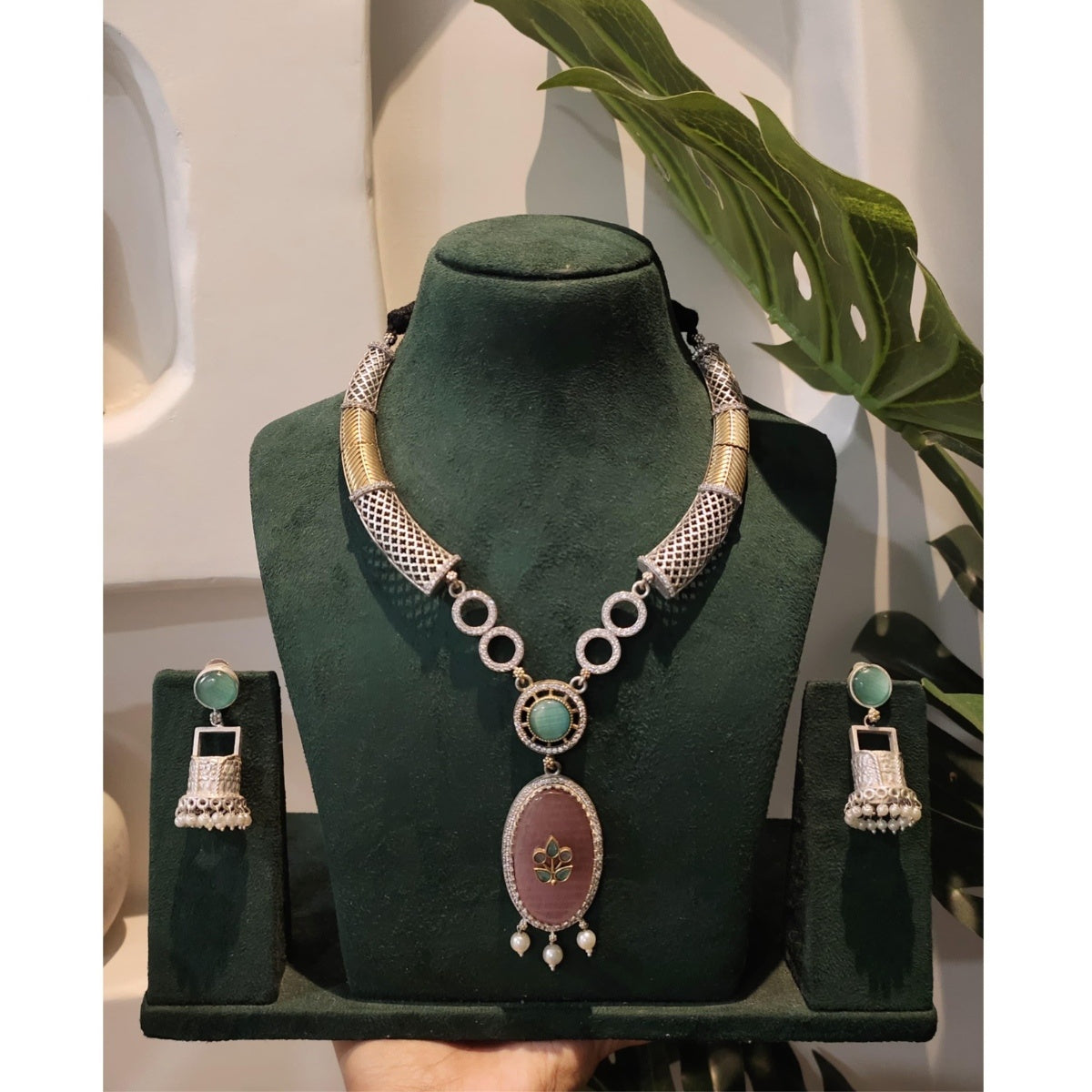 Tribal Tales Dual Tone Jaali Hasli with Stone Work