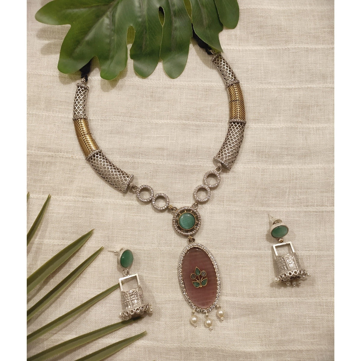 Tribal Tales Dual Tone Jaali Hasli with Stone Work