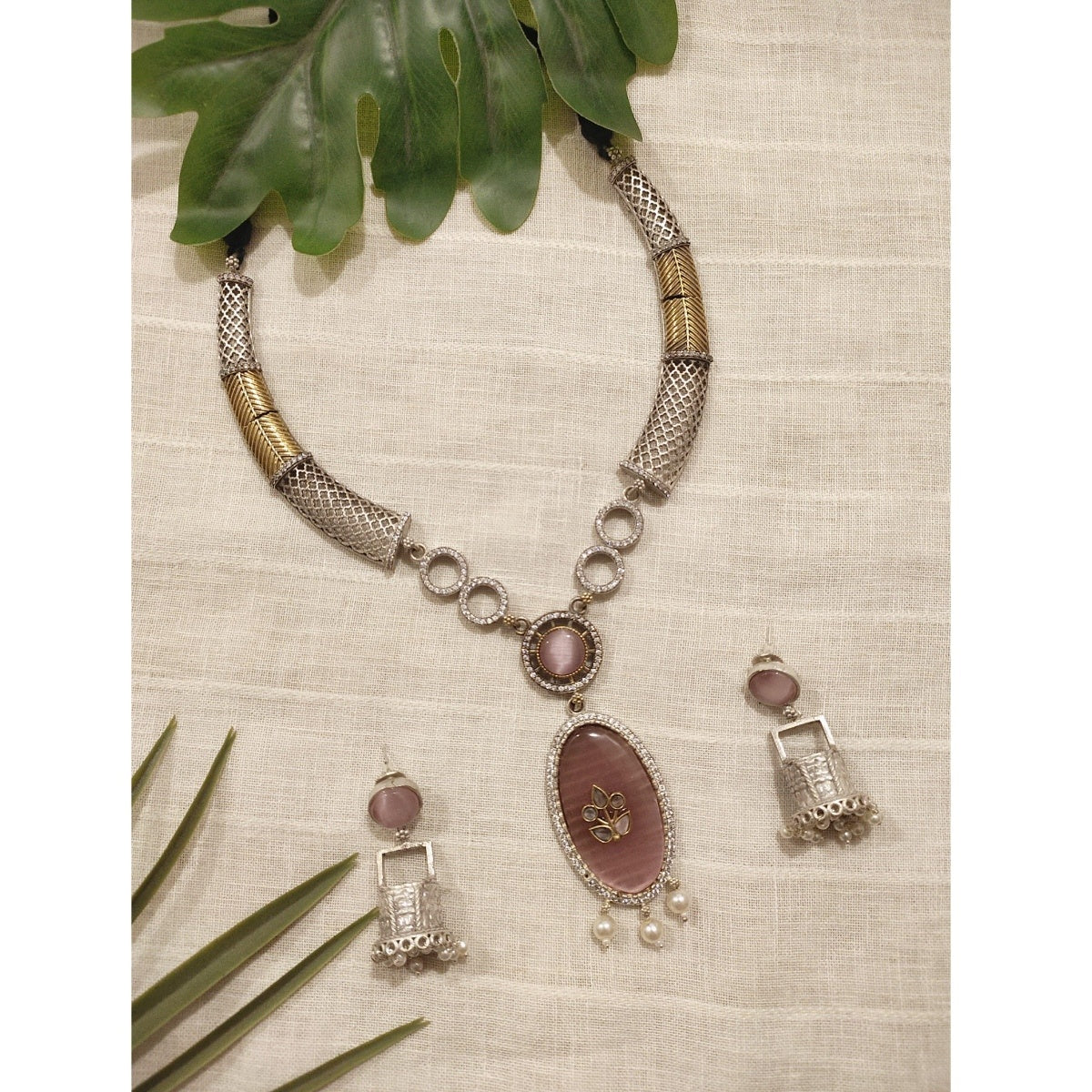 Tribal Tales Dual Tone Jaali Hasli with Stone Work