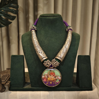 Tribal Tales Hand Painted Pendant Hasli Necklace