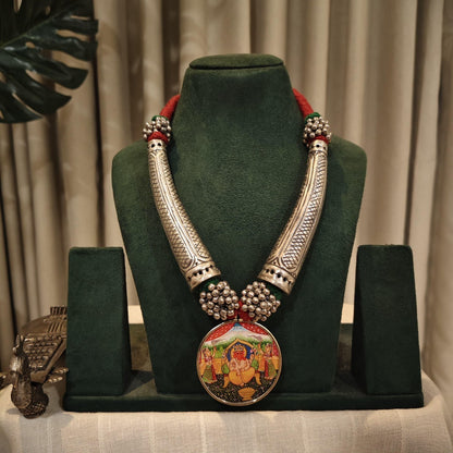 Tribal Tales Hand Painted Pendant Hasli Necklace
