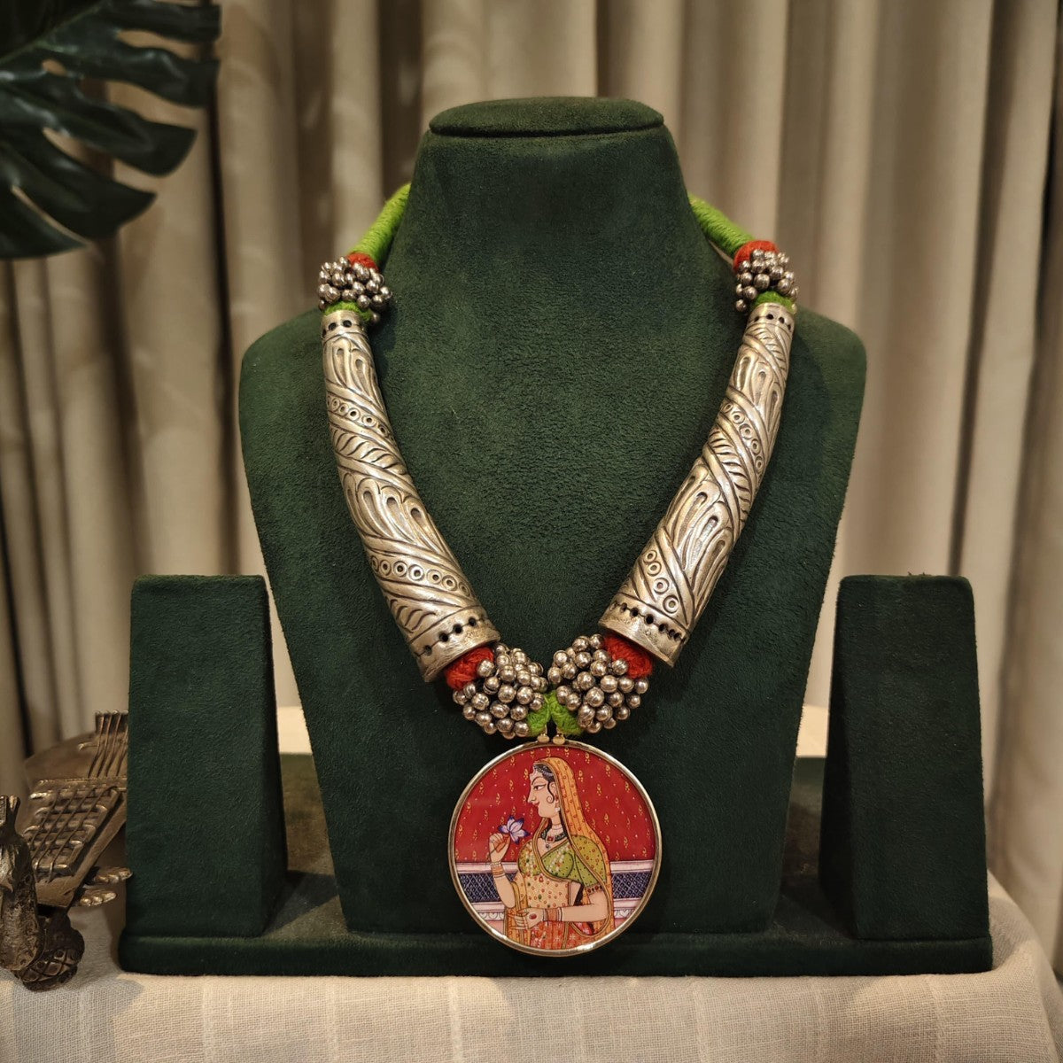 Tribal Tales Hand Painted Pendant Hasli Necklace