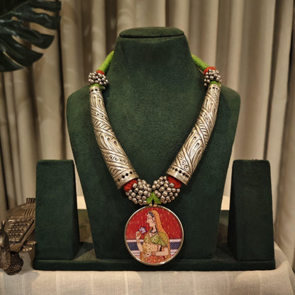 Tribal Tales Hand Painted Pendant Hasli Necklace