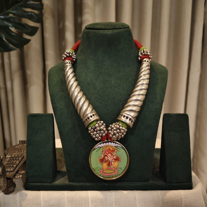 Tribal Tales Hand Painted Pendant Hasli Necklace