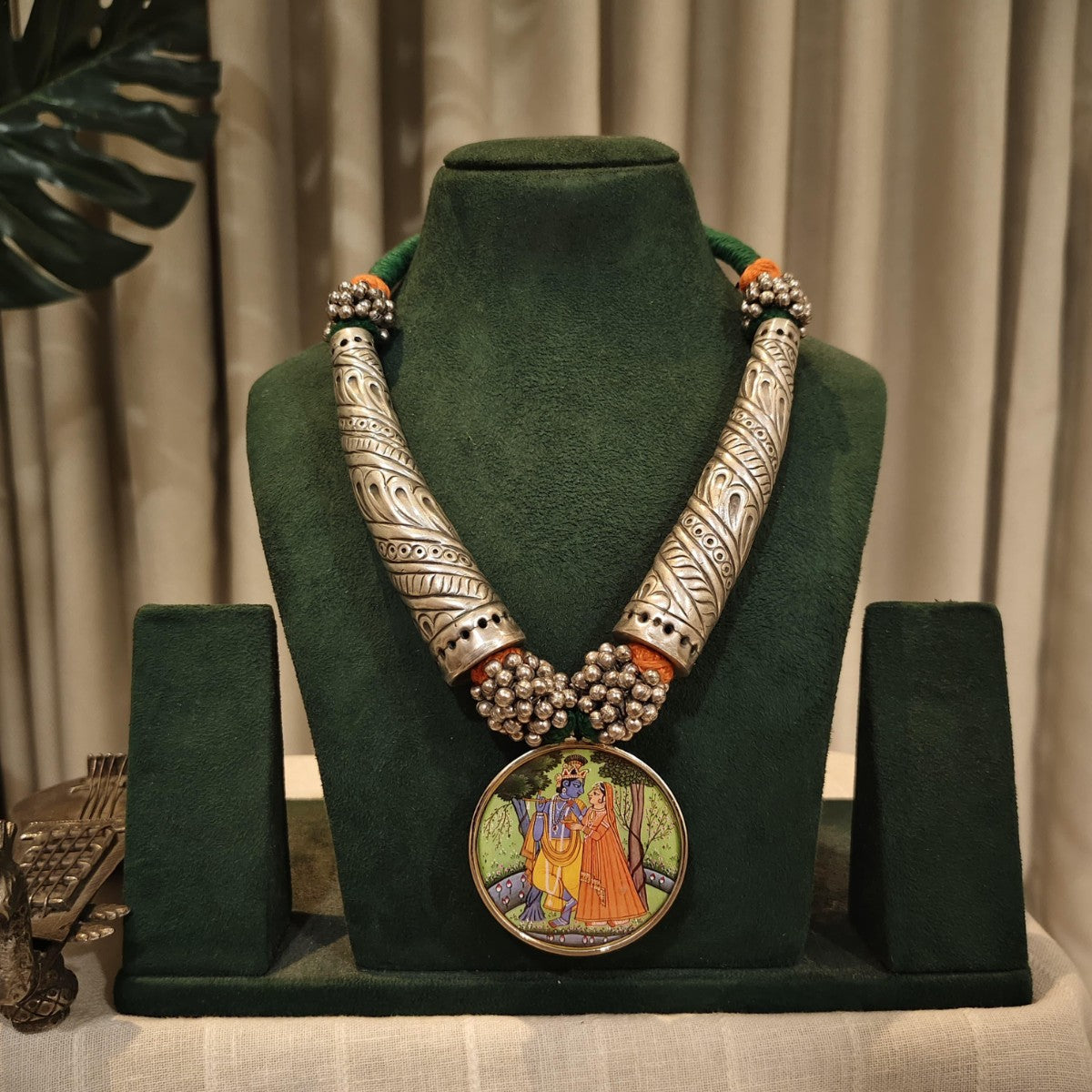 Tribal Tales Hand Painted Pendant Hasli Necklace