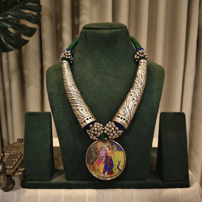 Tribal Tales Hand Painted Pendant Hasli Necklace