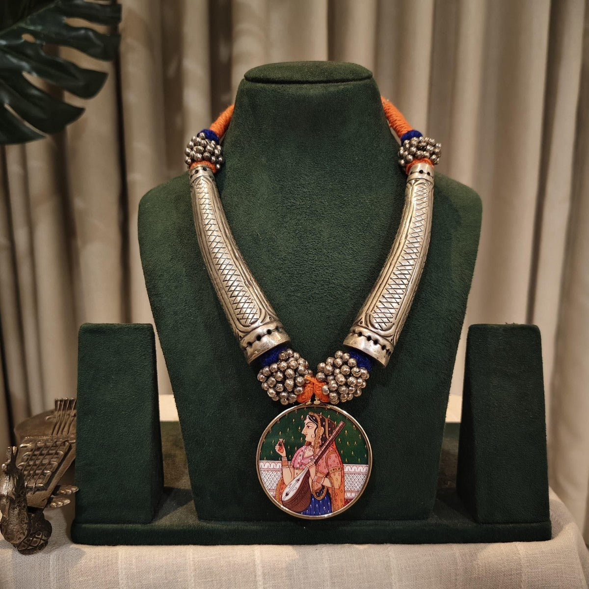 Tribal Tales Hand Painted Pendant Hasli Necklace