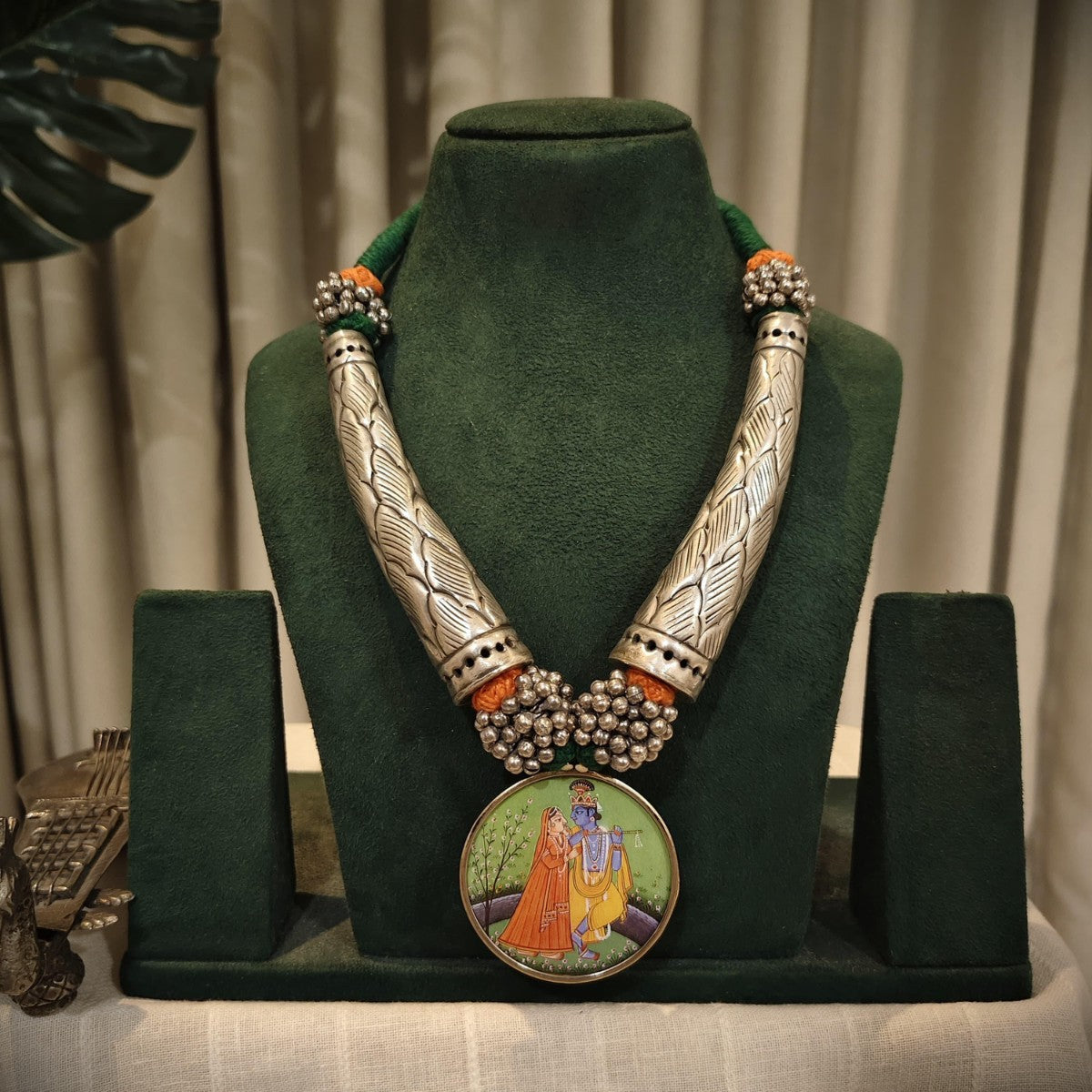 Tribal Tales Hand Painted Pendant Hasli Necklace