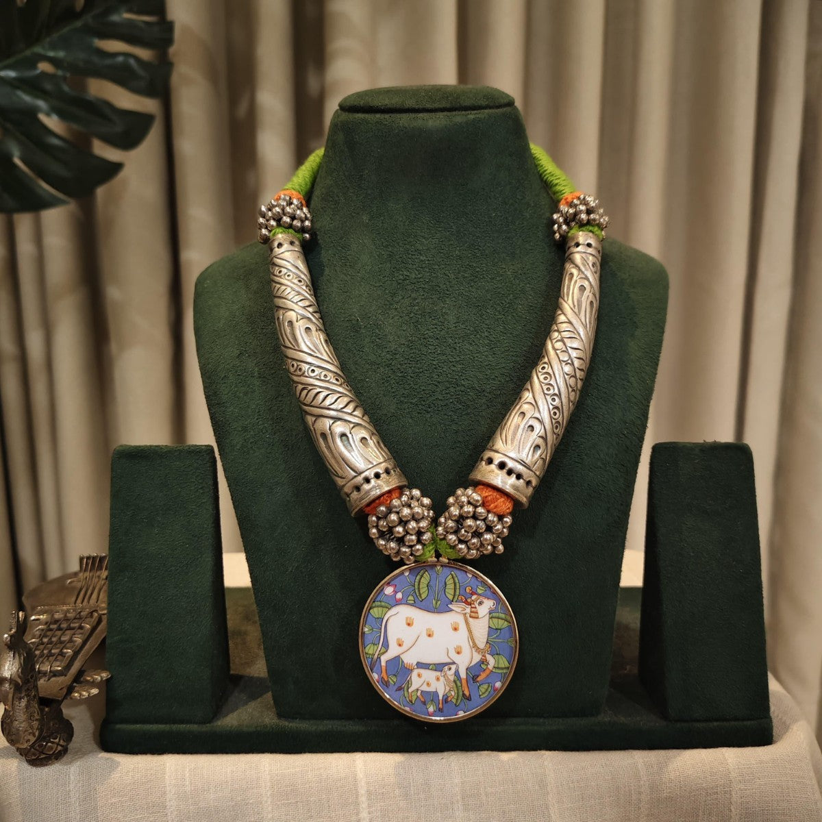 Tribal Tales Hand Painted Pendant Hasli Necklace
