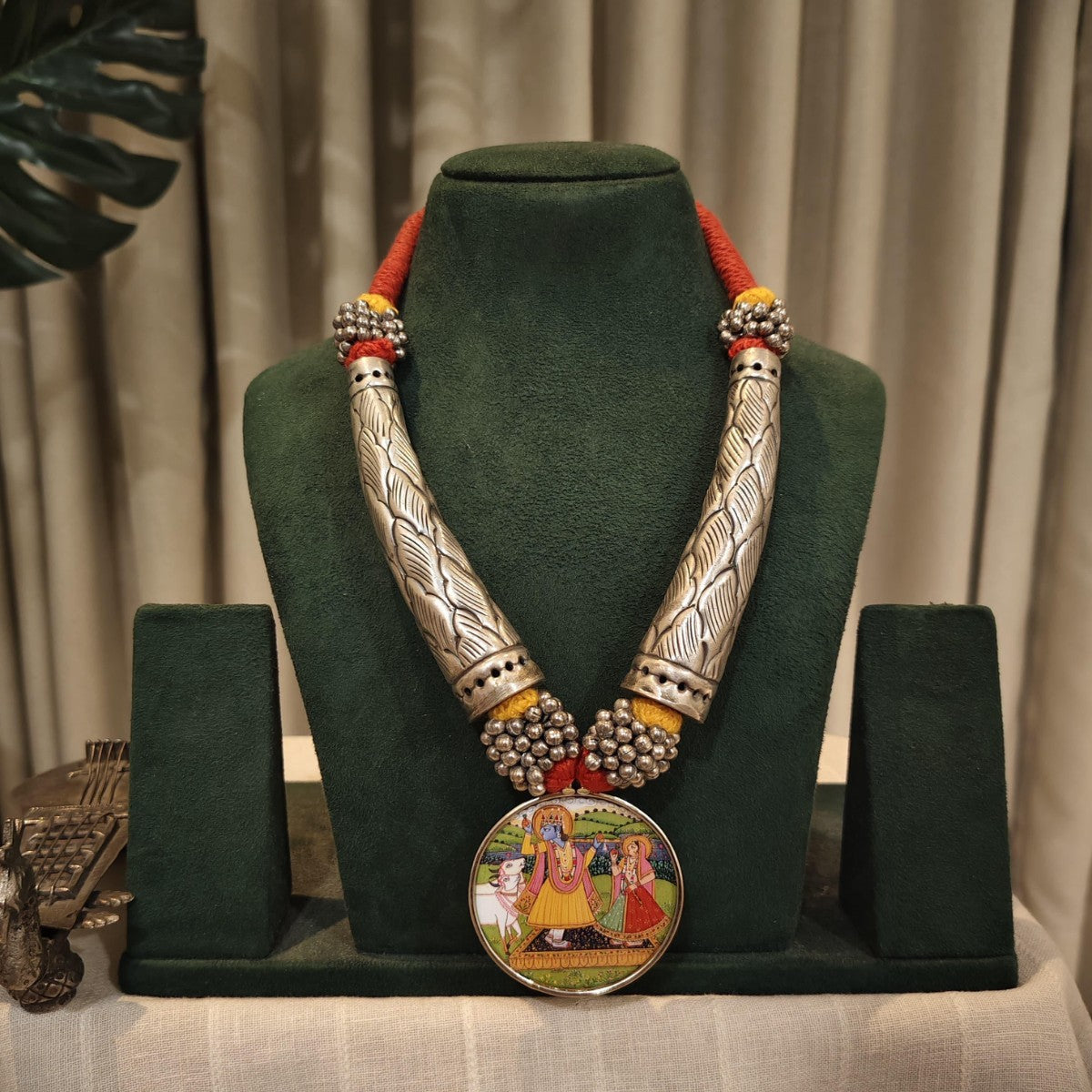 Tribal Tales Hand Painted Pendant Hasli Necklace