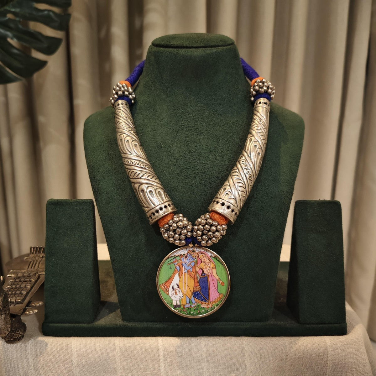 Tribal Tales Hand Painted Pendant Hasli Necklace