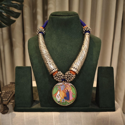 Tribal Tales Hand Painted Pendant Hasli Necklace
