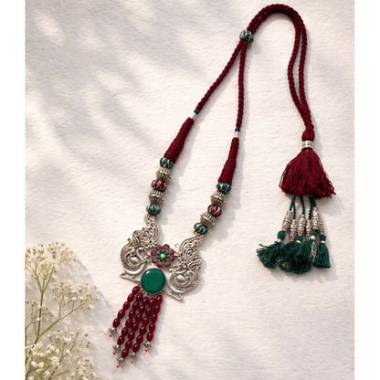 Tribal Tales Oxidized Silver Peacock Tribal Pendant Necklace