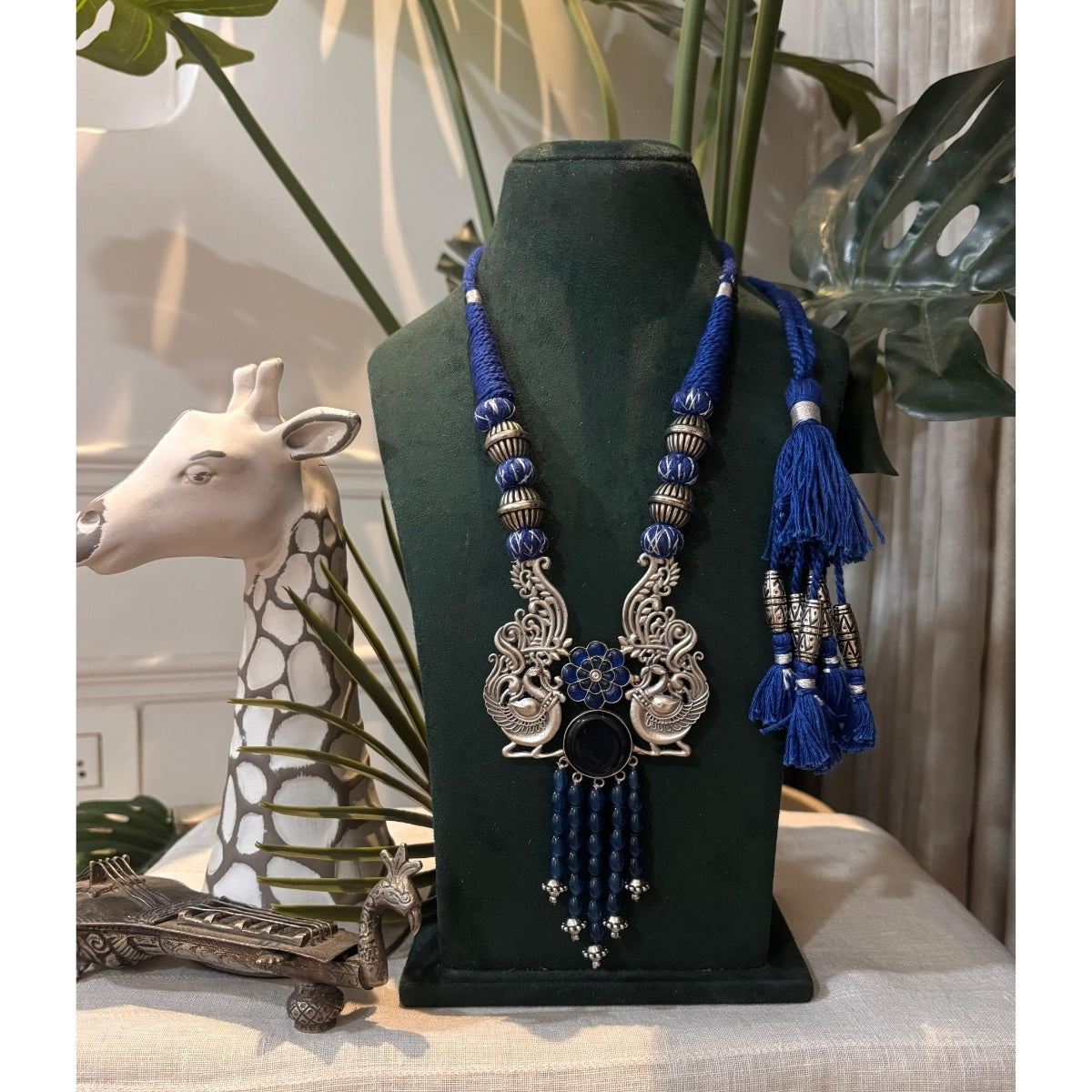 Tribal Tales Oxidized Silver Peacock Tribal Pendant Necklace