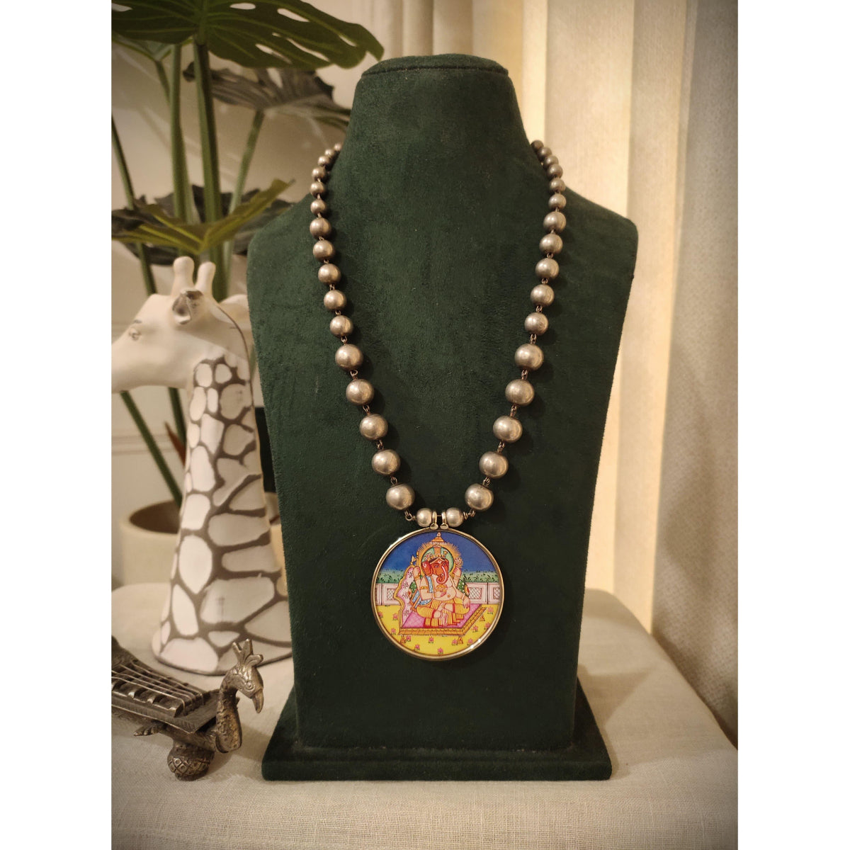 Tribal Tales Hand Painted Beaded Mala Necklace