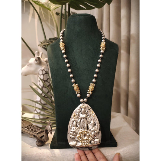 Tribal Tales Oxidized Statement Pendant Necklace Beads Mala