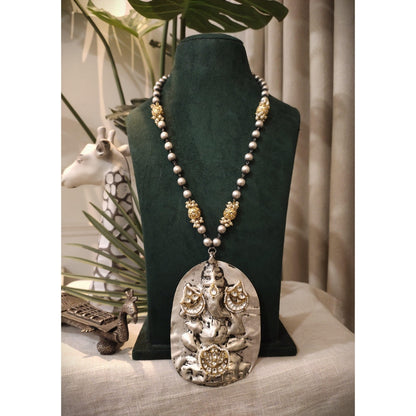 Tribal Tales Oxidized Statement Pendant Necklace Beads Mala