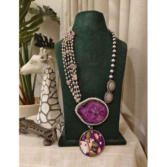 Tribal Tales Amethyst Hand Painted Necklace