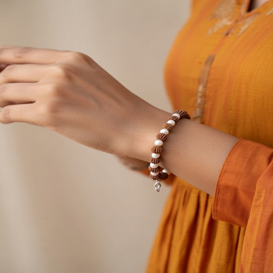 Rudraksha and Pearl Healing Bracelet