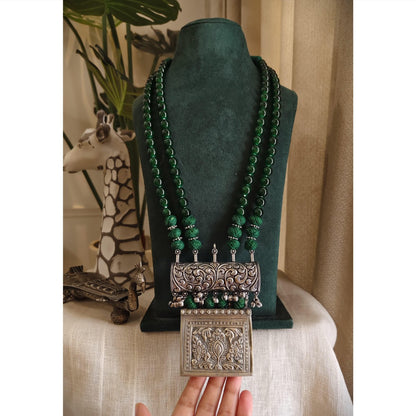 Tribal Tales Oxidised Pendant Beaded Long Necklace