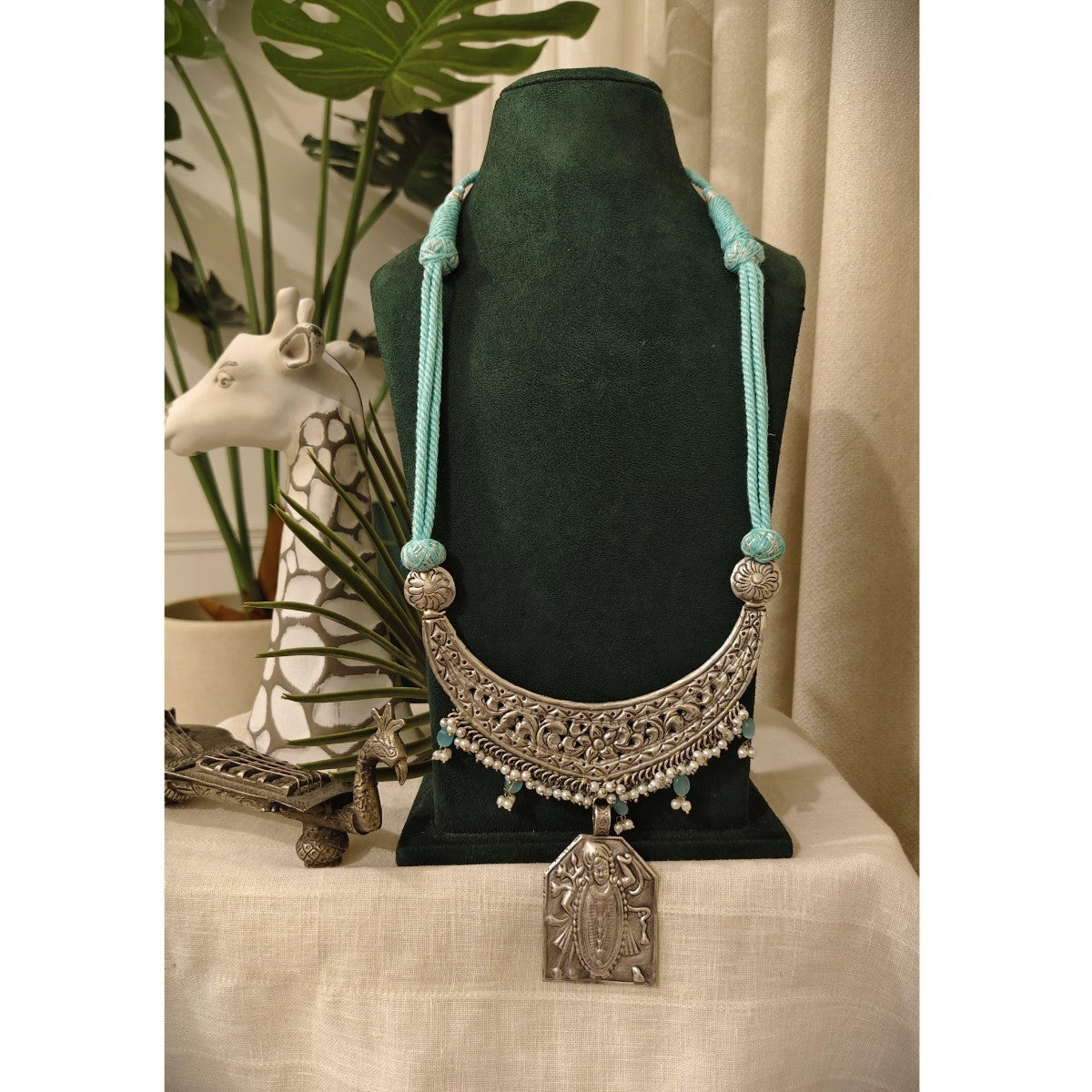 Tribal tales Chitai Carved Necklace with Durga Pendant