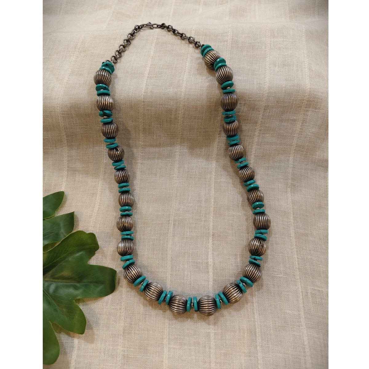Tribal Tales Turquoise Beaded Silver Tone Necklace