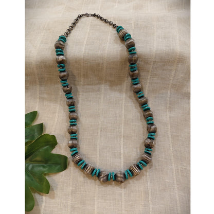 Tribal Tales Turquoise Beaded Silver Tone Necklace