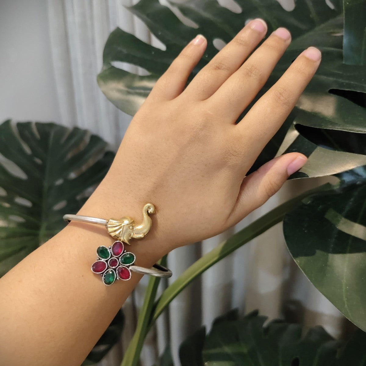 Tribal Tales Animal Motif Stone Embedded Kada