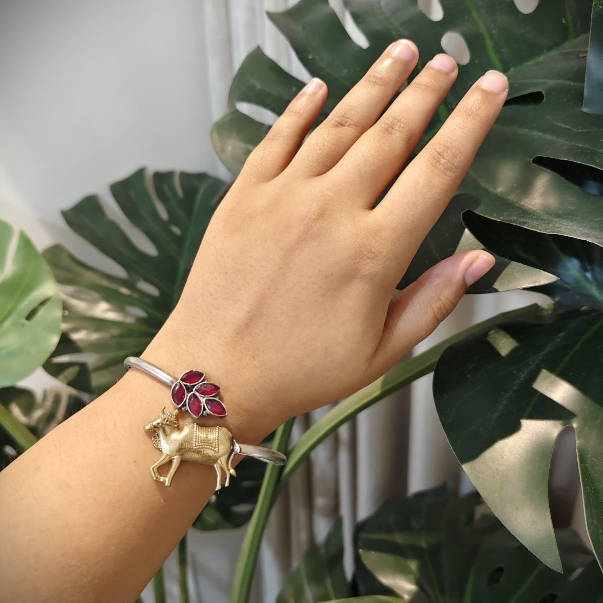 Tribal Tales Animal Motif Stone Embedded Kada