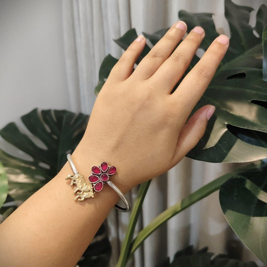 Tribal Tales Animal Motif Stone Embedded Kada