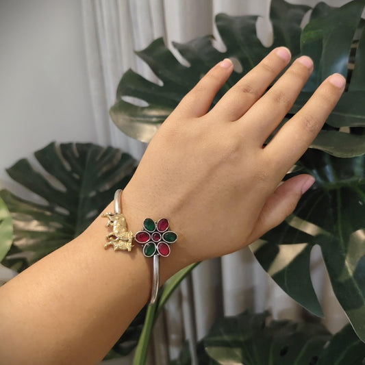 Tribal Tales Animal Motif Stone Embedded Kada