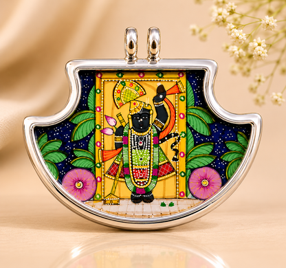 Hastakala Shrinath ji Pichwai Pankhi Silver Pendant