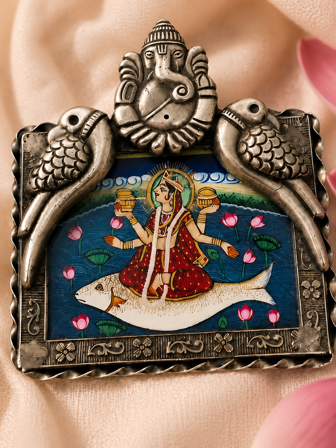 Hastakala Maa Ganga Silver Pendant