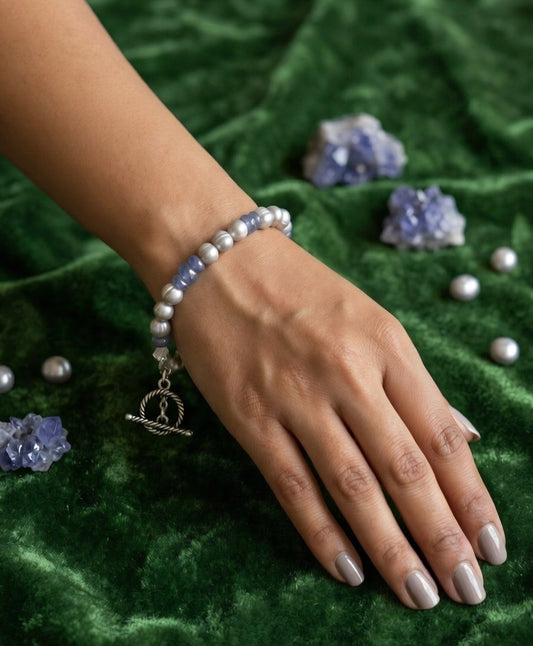 Tourmaline with Grey Freshwater Pearl Bracelet
