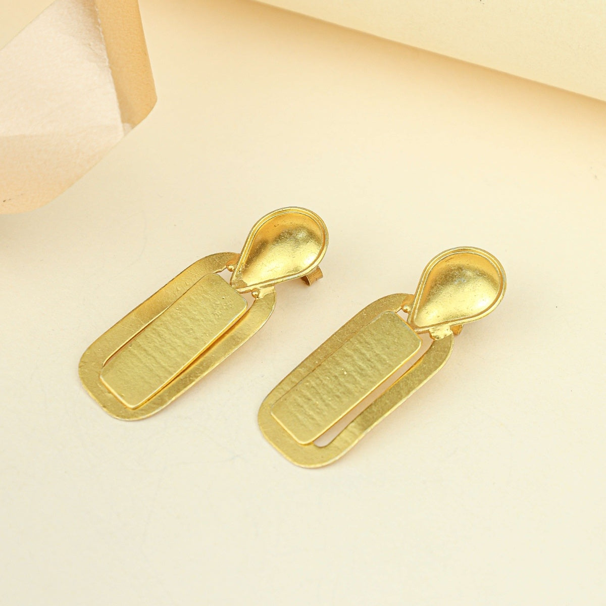 Tridha Teardrop Stud Drop Earrings – Gold Tone