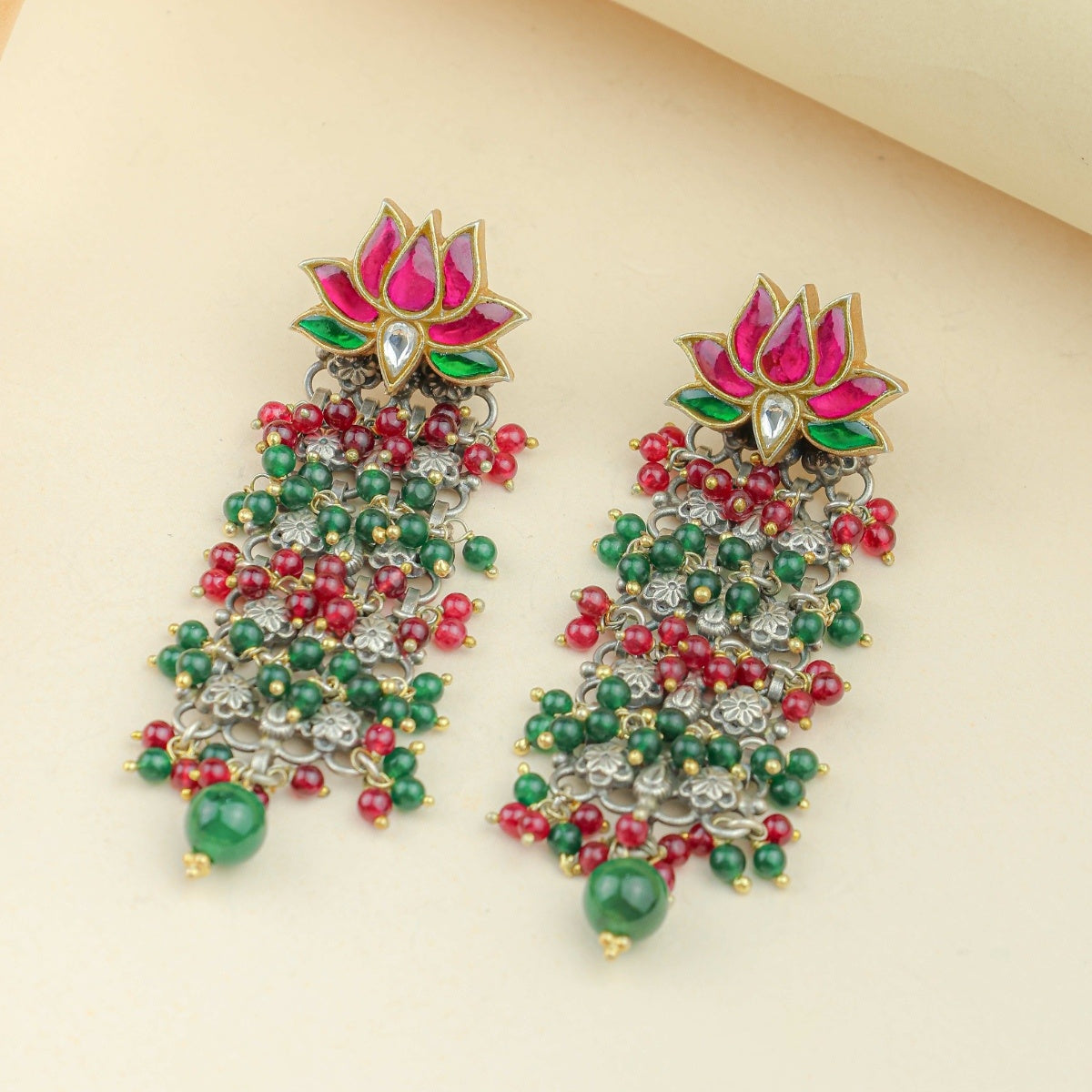Anokhi Fusion Kundan Lotus Drop Earrings