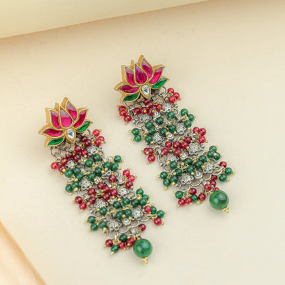 Anokhi Fusion Kundan Lotus Drop Earrings