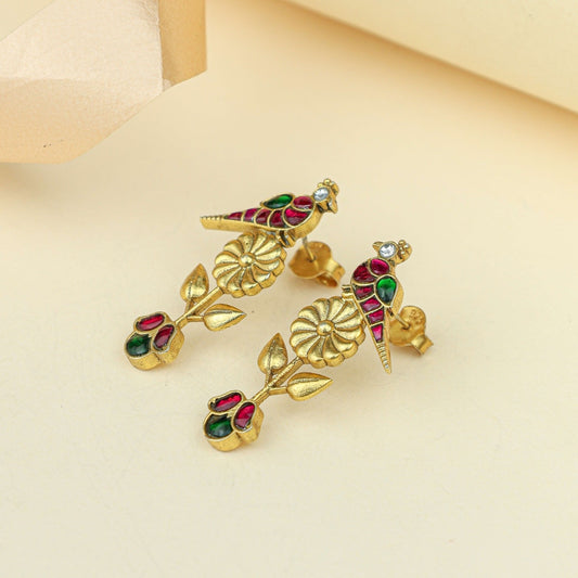 Anokhi Peacock Bagh Earrings – Gold Tone