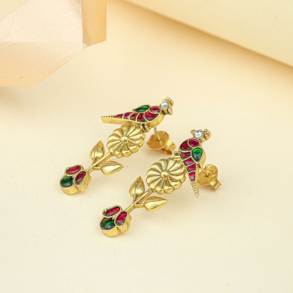 Anokhi Peacock Bagh Earrings – Gold Tone