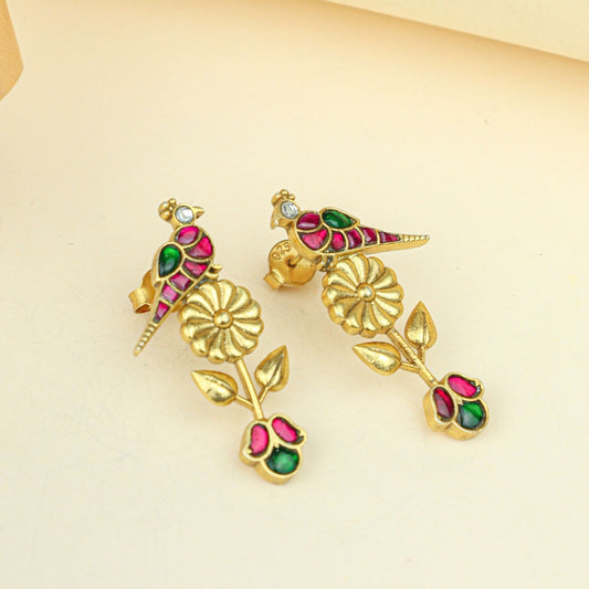 Anokhi Peacock Bagh Earrings – Gold Tone