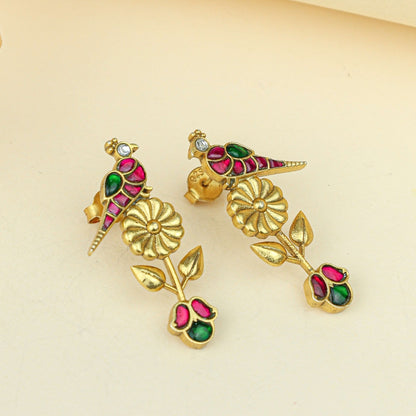 Anokhi Peacock Bagh Earrings – Gold Tone