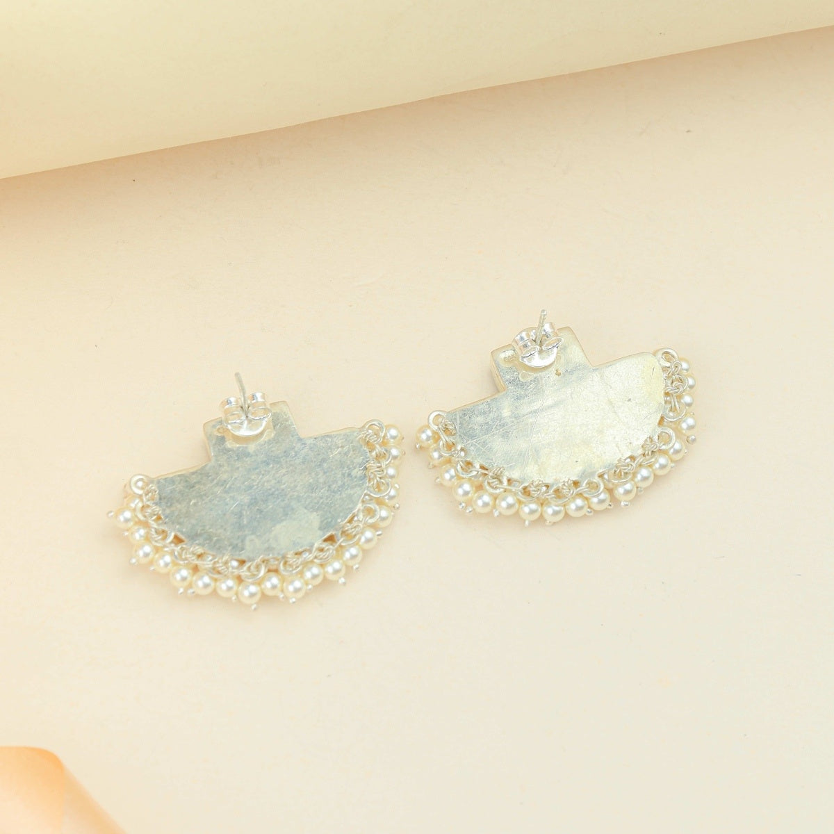 Anokhi Fusion Green Kundan Silver Earrings|925 Silver Earrings
