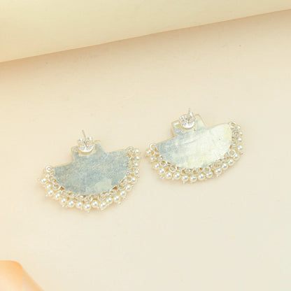 Anokhi Fusion Green Kundan Silver Earrings|925 Silver Earrings