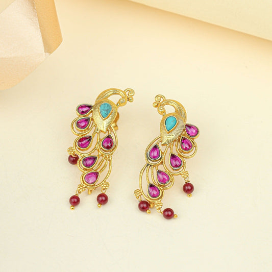 Anokhi Morni Gulabi Earrings – Gold Tone