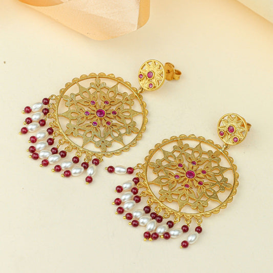 Anokhi Mehrab Pearl Chandbali Earrings – Gold Tone