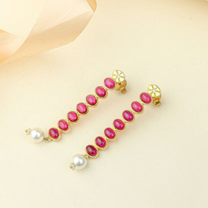 Anokhi Cascading Ruby Pearl Drop Earrings – Gold Tone