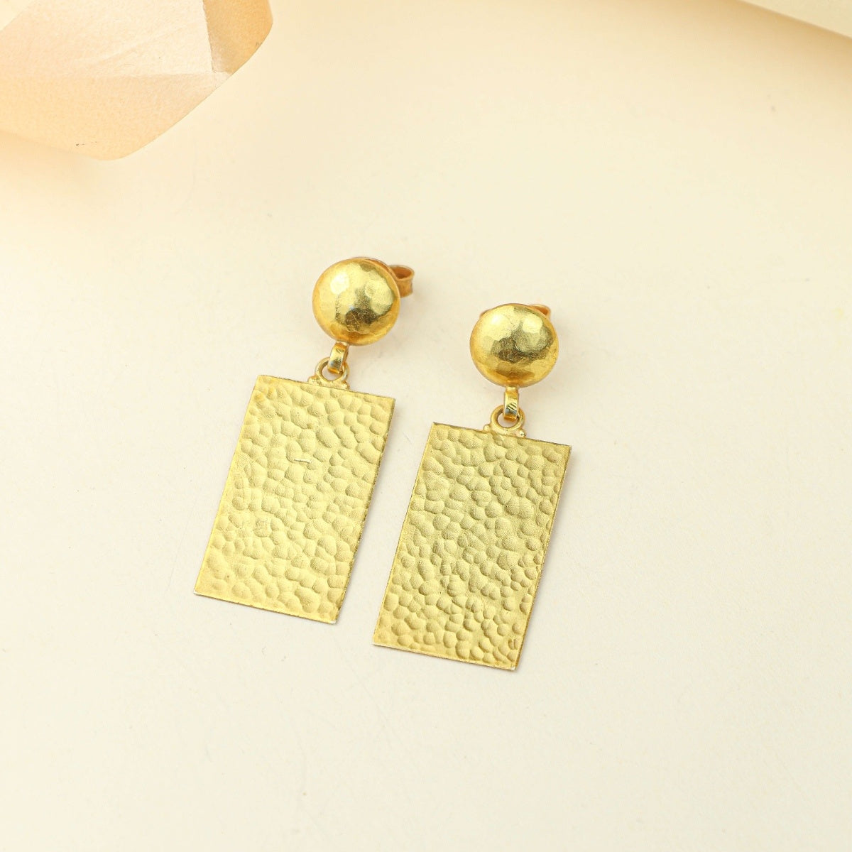 Anokhi Hammered Textured Drop Earrings – Gold Tone