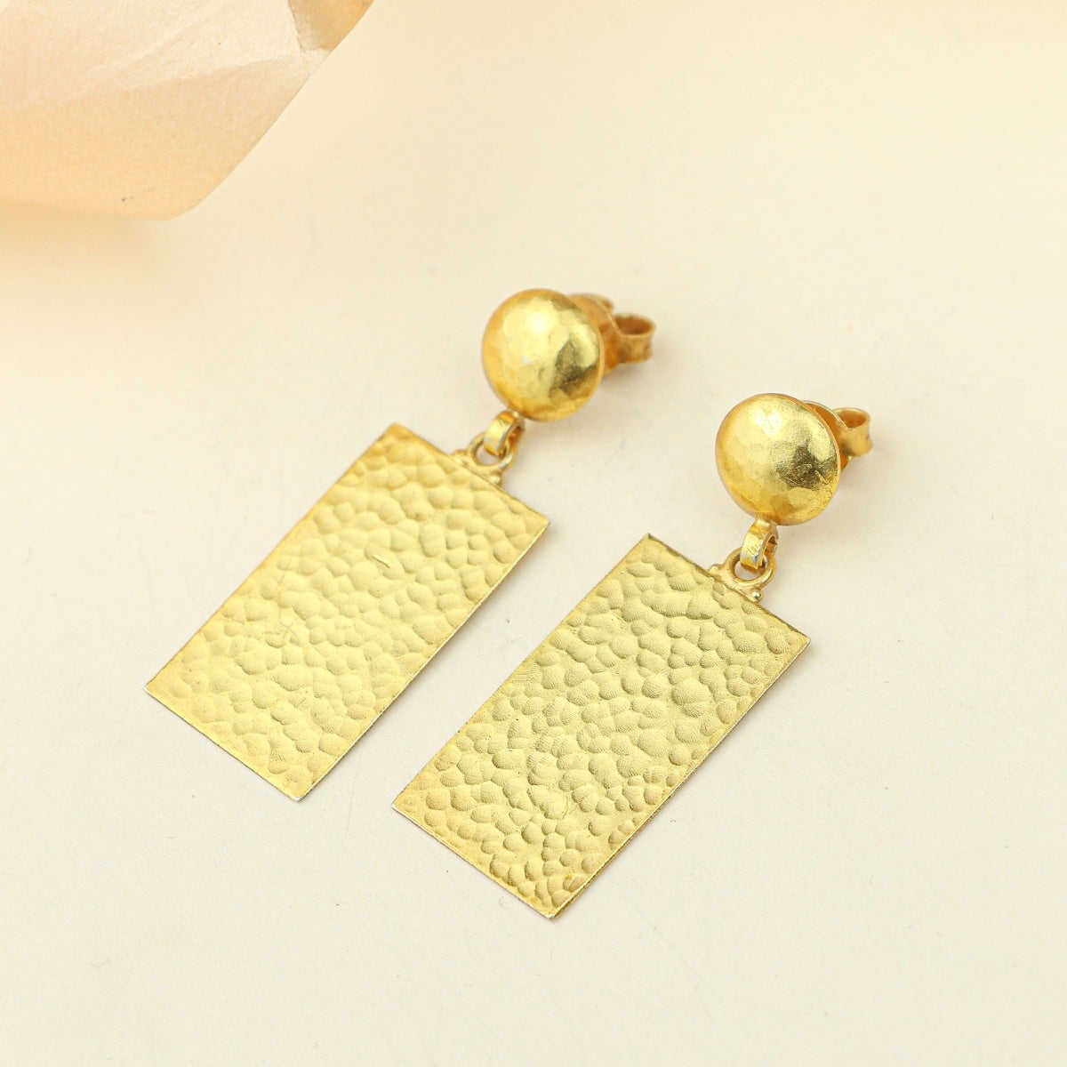 Anokhi Hammered Textured Drop Earrings – Gold Tone